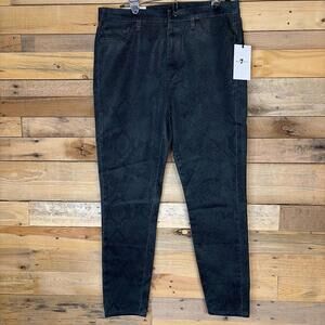 7 For All Mankind Jeans Womens 31 NWT Green Snake Skin High Waisted Ankle Skinny